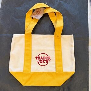 Trader Joe's Yellow and Cream Mini Tote Bag. NWT